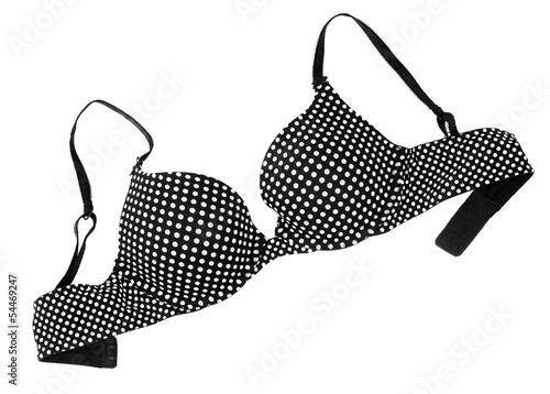 Black bra with polka dot isolated on white background