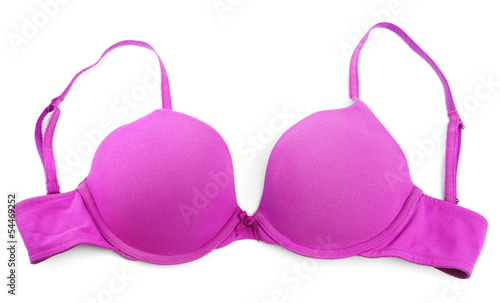 Purple female bra isolated on white background