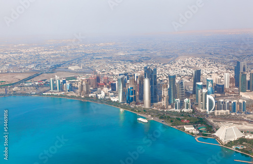 Doha, Qatar. Bird's-eye view on the modern city