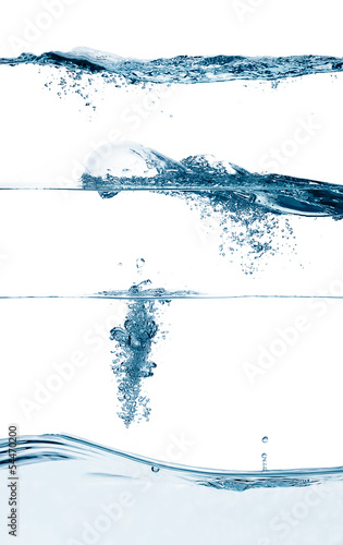 Quadro su tela Set of Waterlines. Splashes and Drops