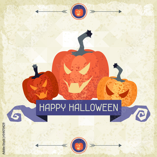 Happy Halloween grungy retro background.