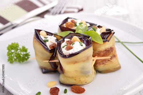 grilled aubergine with cheese
