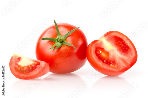 Tomato and Slices Isolated on White Background