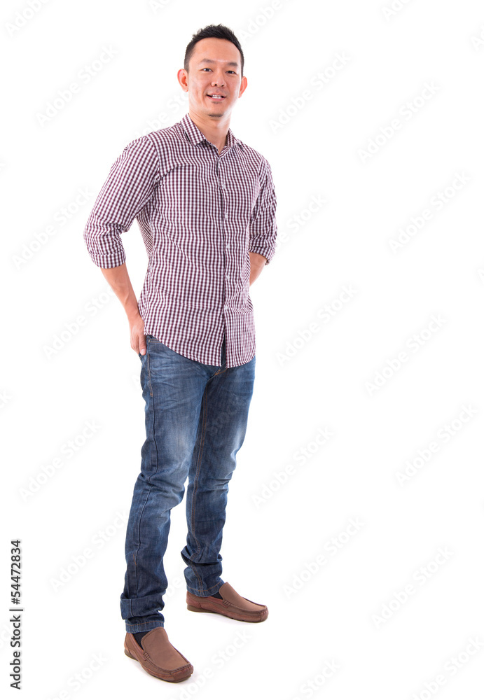 Front view full body confident Asian man Front view full body confident Asian man