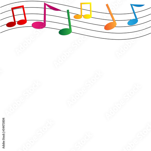 colorful notes on white background.musical background.vector