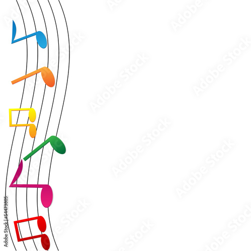 colorful notes on white background.musical background.vector