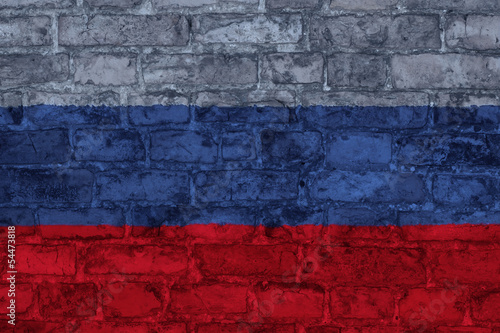flag of russia graphic on brick background © simonjohnsen