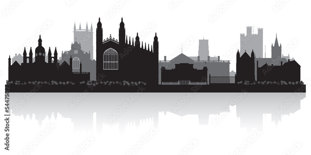 Cambridge city skyline silhouette vector illustration