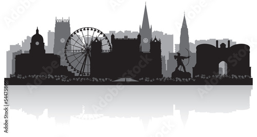 Nottingham city skyline silhouette photo