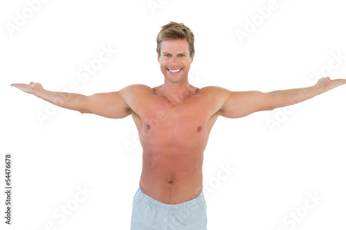 Attractive man opening his arms