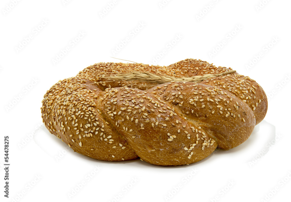 Loaf of challah bread isolated on white background Loaf of challah bread isolated on white background