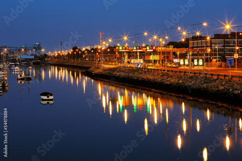 Dublin Port at night as seen from the East-Link Toll Bridge