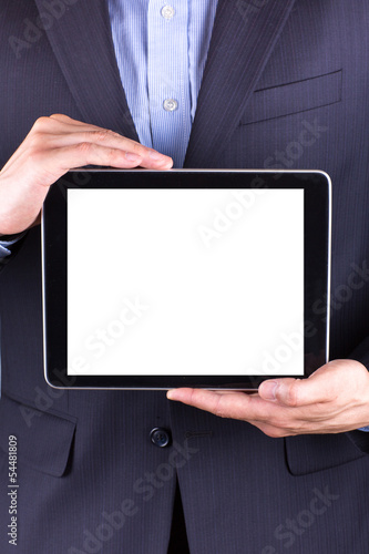 Young businessman's hands with tablet pc