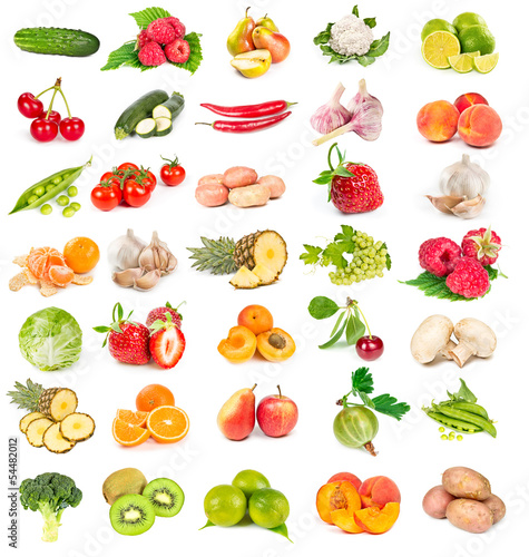 Set of fresh vegetables and fruits
