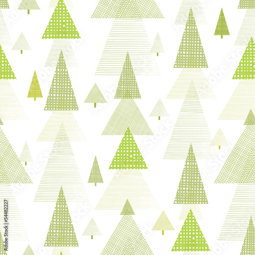 Abstract pine tree forest seamless pattern background with hand
