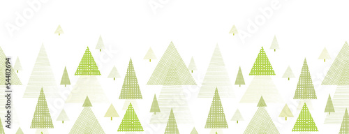 Abstract pine tree forest horizontal seamless pattern background