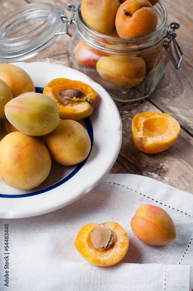 Rustic still life with apricots