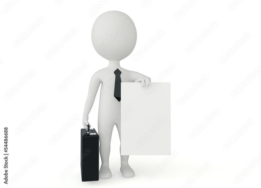 3d character holding a blank billboard 3d character holding a blank billboard