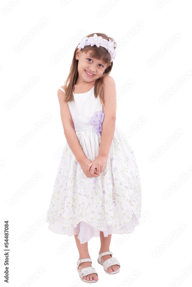 smiling little girl in white dress smiling little girl in white dress