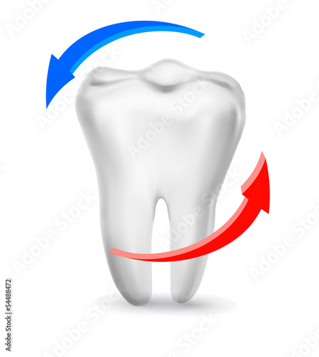 White tooth surrounded by beams. Taking care of teeth concept. V