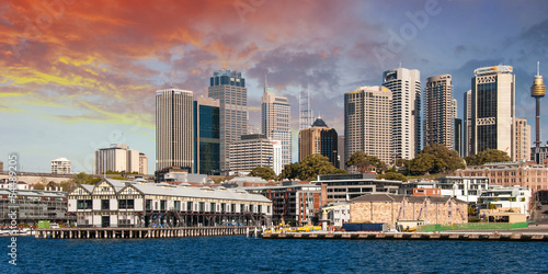 Skyscrapers of Sydney Harbour in Port Jackson, natural harbour o photo