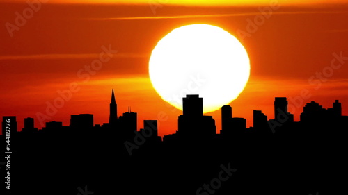 San Francisco city skyline sunrise