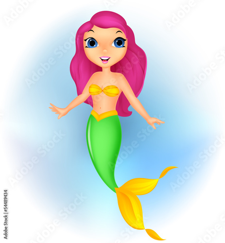 Cute mermaid cartoon #54489434
