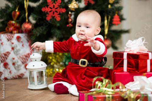 baby girl dressed as Santa ...