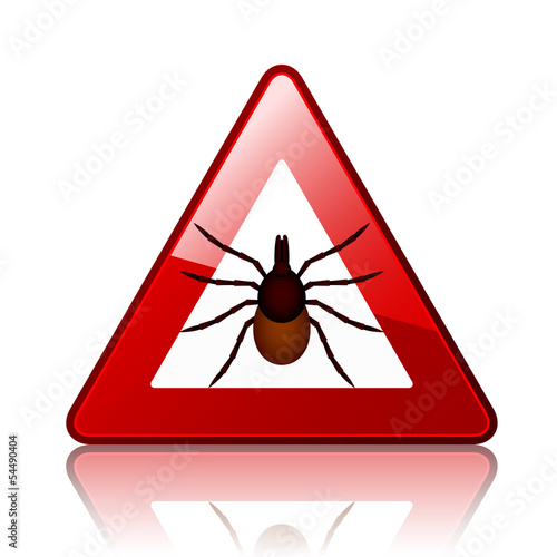 vector Ixodes ricinus tick road warning sign