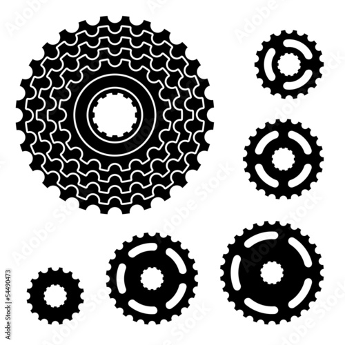 vector bicycle gear cogwheel sprocket symbols