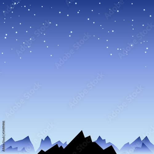 Night sky with star and mountain spike