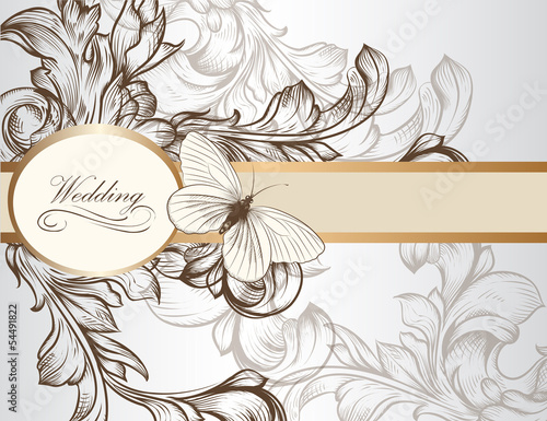 Elegant wedding invitation card for design