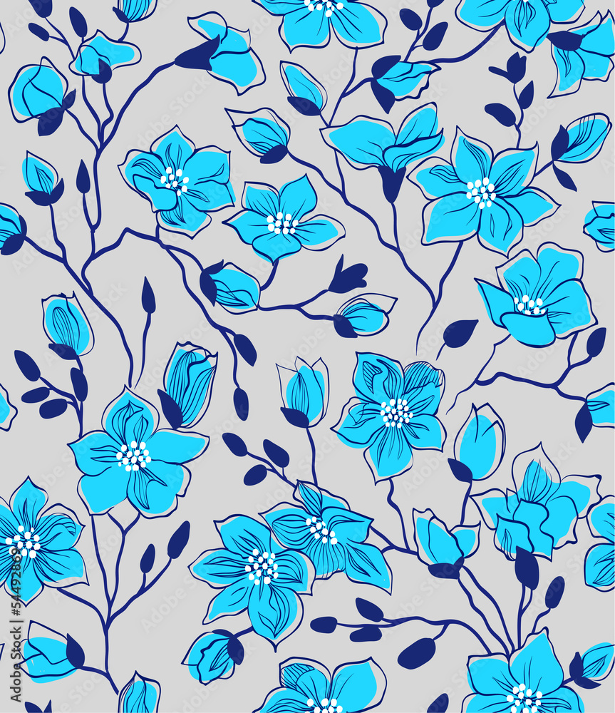 blue; branch; magnolia; pattern; seamless; silver blue; branch; magnolia; pattern; seamless; silver