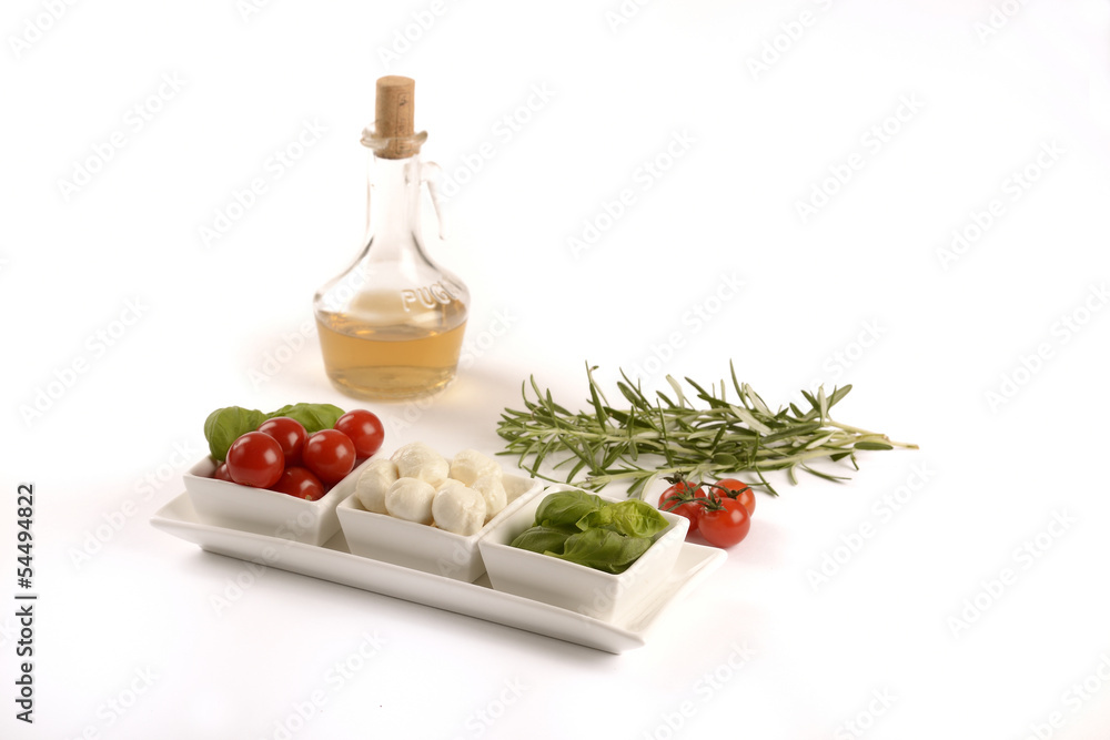 tomato, mozzarella and basil, with vinegar and rosemary tomato, mozzarella and basil, with vinegar and rosemary