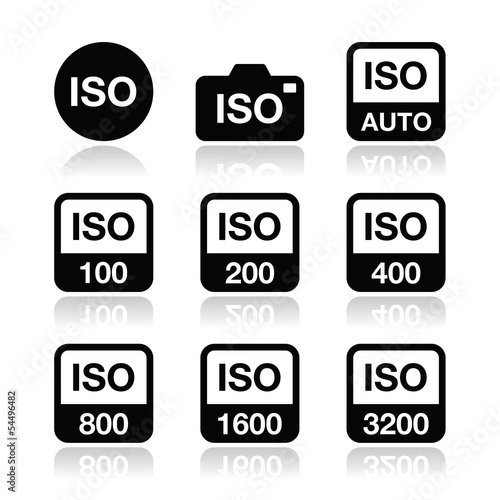 ISO - camera film speed standard icons set