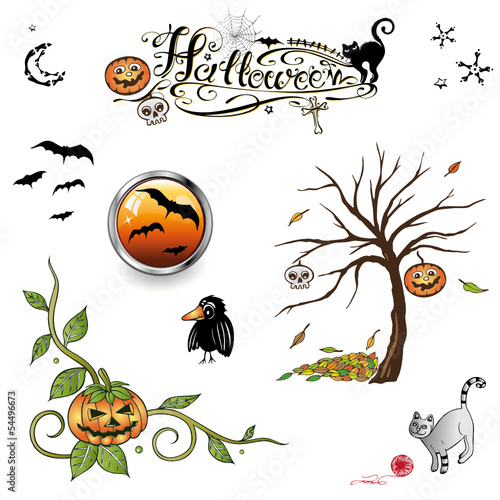 Halloween, Herbst, Kürbis,  vector set