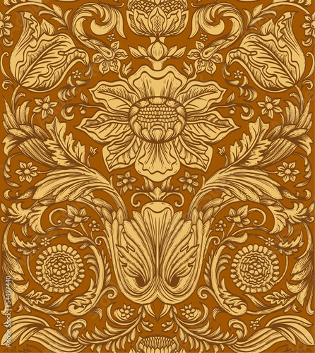 Vintage brown seamless pattern baroque