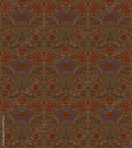 Vintage brown seamless pattern baroque