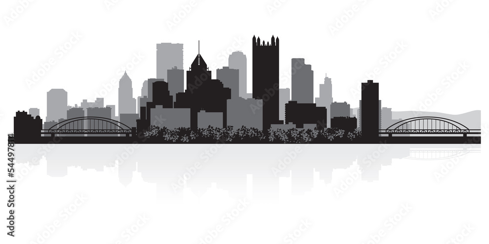 Pittsburgh city skyline silhouette - obrazy, fototapety, plakaty 