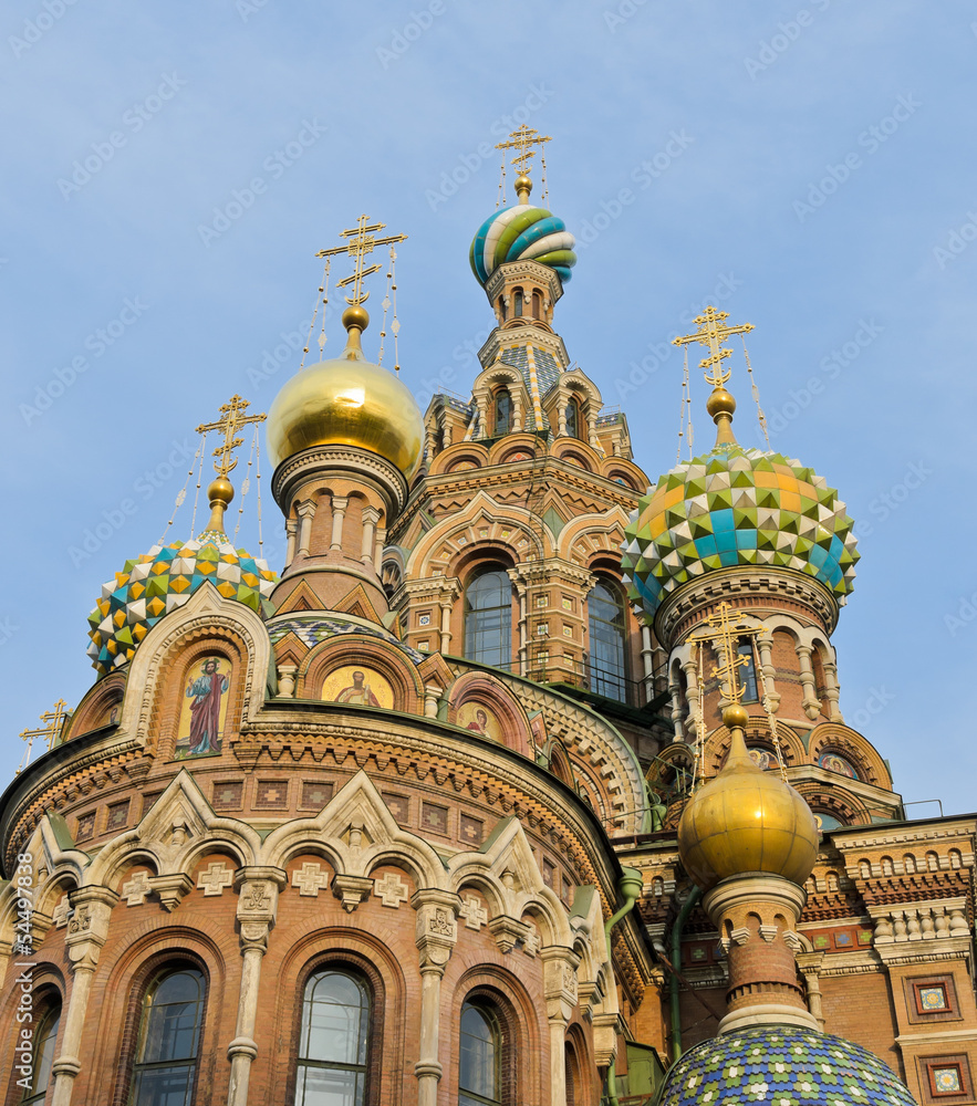 Decorated of top church of Spilled Blood cathedral, Russia