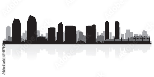 San Diego city skyline silhouette photo