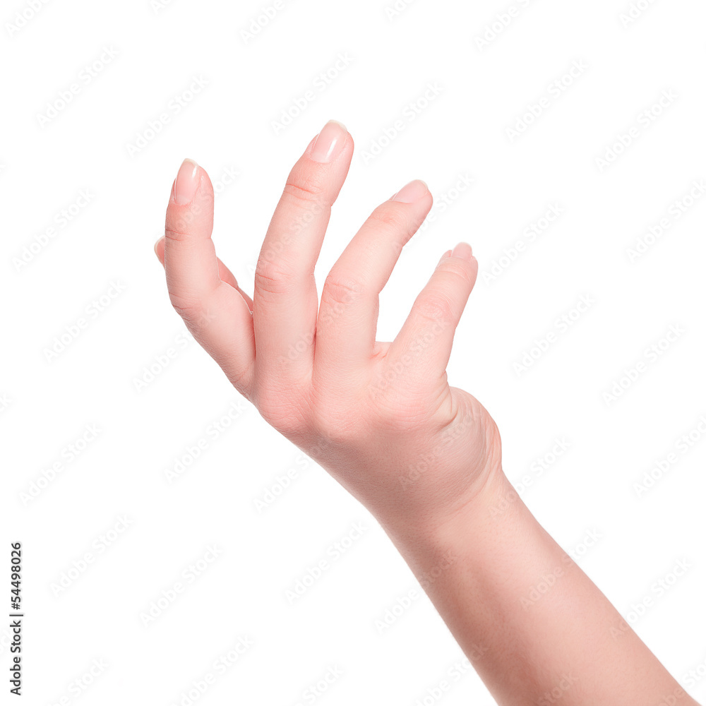 Woman hand on white background Woman hand on white background