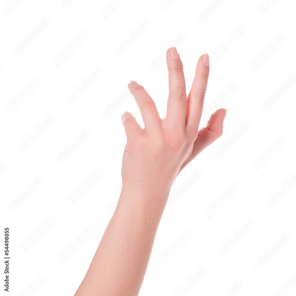 Woman hand on white background Woman hand on white background