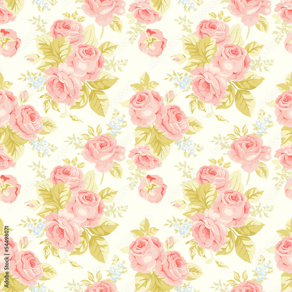 Seamless pattern with vintage roses