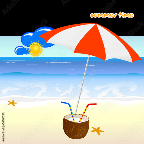 summer time with coconut art vector