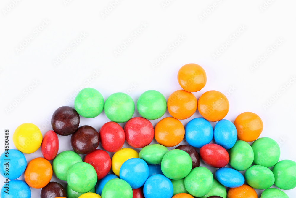 Chocolate balls in colorful glaze are bottom. Chocolate balls in colorful glaze are bottom.