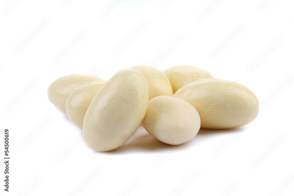 Dragee, in white chocolate covered. Dragee, in white chocolate covered.