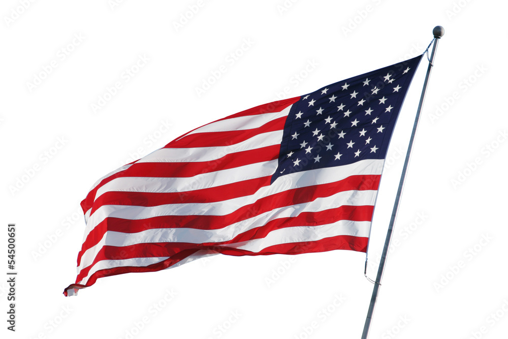 Naklejka premium American flag isolated on white with clipping path