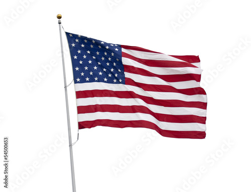 American flag isolated on white with clipping path photo