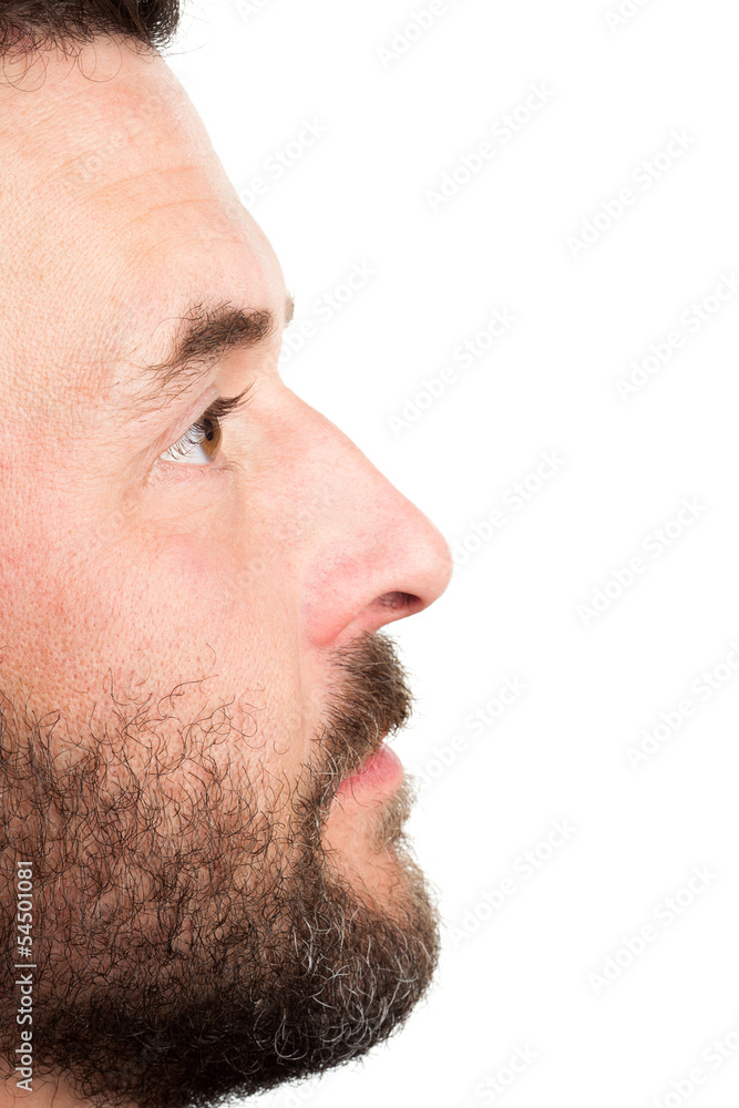 Obraz premium Side portrait closeup of mature adult man